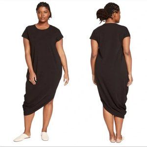 Universal Standard Black Geneva Crew Neck Short Sleeve Dress in Size 10-12  / XS